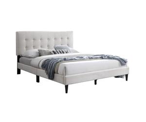 Lit adulte 140x200/160x200 cm - Lit rembourré avec sommier - Lit double 200x140cm - Tête de lit matelassée - Tissu 250 g/m² - Beige
