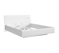 Lit adulte 160 x 200 lit double, coloris Blanc/Blanc haute brillance - Longueur 214 x Profondeur 165 x Hauteur 35-86 cm