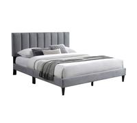 Lit adulte 160x200 / 140x200 cm - Lit rembourré avec sommier - Lit double 200x160cm - Tête de lit surpiquée - Tissu 250 g/m² - Gris
