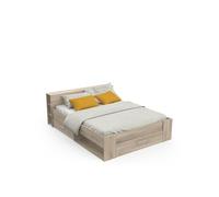 Lit adulte 160x200 cm avec rangement 3 tiroirs couleur chêne - Largeur 169,1 x Profondeur 226,9 x Hauteur 74,3 cm