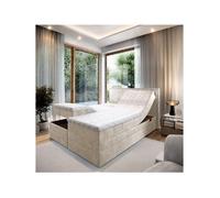Lit adulte 160x200 POSITANO - ensemble relaxation électrique en tissu beige