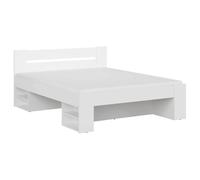 Lit adulte 2 places 160 x 200 cm avec des étagères de rangement coloris blanc - Longueur 204,5 x Largeur 165 x Hauteur 47,5-85,5 cm