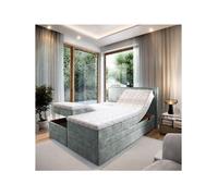 Lit adulte 200x200 POSITANO - ensemble relaxation électrique en tissu gris clair