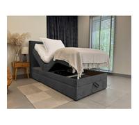 Lit adulte 90x200 SORRENTO - ensemble relaxation électrique avec matelas ressorts ensachés, rangement et surmatelas en gris foncé