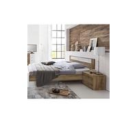 Lit adulte avec 2 chevets chêne - Dim: 160 x 200 cm - -