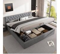 Lit Adulte Coffre 180x200 avec Sommier à Lattes- Velours - 2 Personnes - Cadre de Lit Renforcé