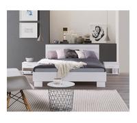 Lit adulte, deux places COMO. Couchage 160X200 cm avec sommier. Lit moderne et design pour chambre à coucher. 200 Blanc