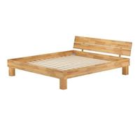 Lit adulte en hêtre naturel 160x200 style moderne avec sommier à lattes 60.80-16