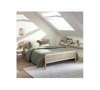 Lit adulte en pin massif naturel avec véritable cannage ANNA 140x200 - LT17018 - ANNA