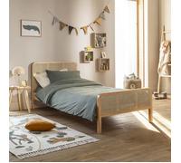 Lit adulte en pin massif naturel avec véritable cannage ANNA 90x200 - LT17018 - Bois naturel - Terre de Nuit