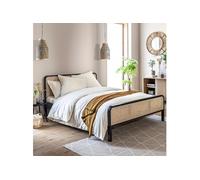 Lit adulte en pin massif noir avec véritable cannage ANNA 140x200 - LT17018 - ANNA