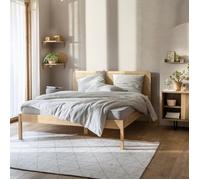 Lit adulte en pin massif tête de lit cannage ANNA 140x200 - LT17021 - Bois naturel - Terre de Nuit