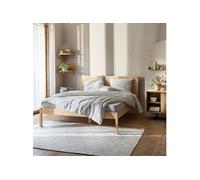 Lit adulte en pin massif tête de lit cannage ANNA 160x200 + set de 2 chevets cannage - ANNA
