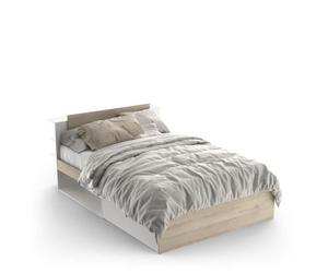 Lit adulte LIFE 2 personnes - 140X190/200 - Rangements - Décor Chêne et blanc - DEMEYERE - Fabriqué en France