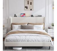 lit adulte plateforme 180x200 capitonne style classique structure metal anti bruit tissu velours cotele EVRYAE