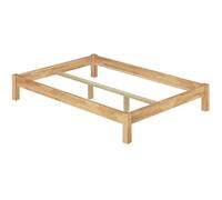 Lit adulte style futon en hêtre massif naturel 140x200 structure de lit sans literie 60.84-14oR