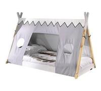 Lit altobuy 206 x 106.5 x 134 cm en toile cadre a lattes de couleur bois Blanc G