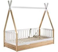 Lit altobuy 206 x 96 x 185 cm en pin cadre a lattes de couleur bois Blanc G