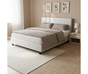 Lit ATLANTA 140x190 cm + 1 sommier + 1 matelas IRIS / Blanc