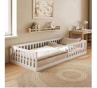 Lit enfant Kids Collective Lit au sol 90 x 200 cm avec barrière de sécurité et sommier à lattes Lit Montessori Lit à barreaux Lit enfant Lit adolescent Lit simple | Blanc | Autres tailles 120 x 200 14