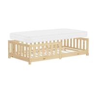 Lit au sol enfant 80x160 cm avec matelas sommier antichute en pin massif naturel