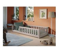 Lit d'enfant Lit de sol 90x190 cm avec protection contre les chutes & sommier Montessori Lit à barreaux Enfants Lit d'adolescent Lit simple Cachemire