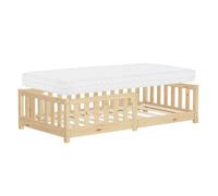 Lit au sol enfant ML-Design 80x160 cm bois de pin massif beige avec matelas et antichute Montessori