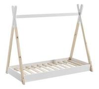 Lit au Sol Junior 70x140cm Blanc et Pin Forme Tipi - FLITT - ALTOBUY Blanc G