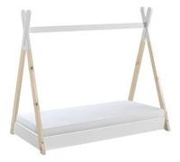 Lit au Sol Junior 70x140cm en Pin Forme Tipi + Matelas - FLITT - ALTOBUY Blanc G