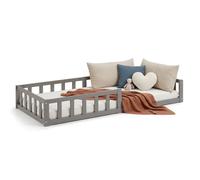Lit au sol pour enfant - HOMESTYLE4U - 90x200 - Pin massif - Sommier à lattes - Protection antichute