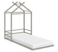 Lit au sol Vitalispa Roofy Grège 90x200 avec matelas, Model 62983