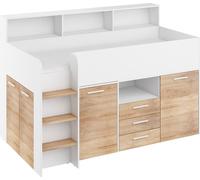 Lit avec bureau NEO L gauche 80x200 cm Ensembles chambre à coucher Lit superposé blanc / chêne sonoma