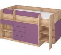 Lit avec bureau Smile R (droite) Meubles pour enfants Ensembles de chambre à coucher Lit superposé Chêne Sonoma / Violet