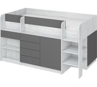 Lit avec bureau Smile R (droite) Meubles pour enfants Ensembles de chambre à coucher Lit surélevé Lit superposé Craft blanc/ graphite