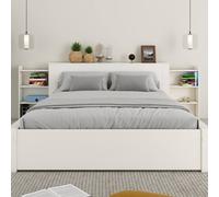 Lit Avec Chevets Et Tiroir Pin Massif Colette Blanc 140X200