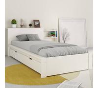 Lit Avec Chevets Et Tiroir Pin Massif Colette Blanc 90X200