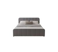 Concept Usine Lit coffre Tampa 140x190 cm velours gris tête rembourrée sommier inclus