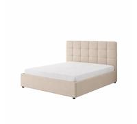 Lit avec coffre de rangement 140x190cm velours beige SANTA
