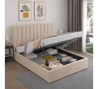 Savannah lit avec coffre de rangement 140x190cm velours beige