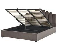 Lit avec coffre en velours taupe 180 x 200 cm VINCENNES