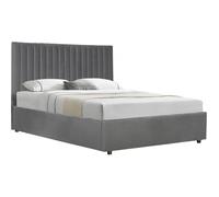 Lit avec coffre - HABITAT ET JARDIN - Mia - 140 x 190 cm - Velours gris - Coffre de rangement intégré