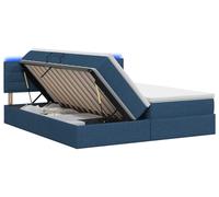 Lit avec éclairage LED intégré et espace de rangement, matelas bleu