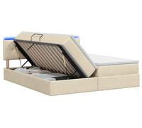 Lit avec éclairage LED intégré et espace de rangement, matelas couleur crème