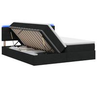 Lit avec éclairage LED intégré et espace de rangement, matelas inclus, couleur noire
