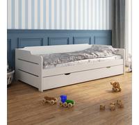 Lit Avec Lit Gigogne Et Matelas Pin Massif Arthur Blanc 90X200