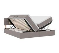 Lit avec lumières LED Taupe 180 x 200 cm Tissu, Cadre métal Noir, Rangement sous Matelas, tête de lit Polyester, Matelas Mousse Confortable, éclairage USB pour Chambre Moderne Cosy