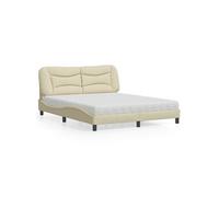 vidaXL Lit avec matelas Hvar crème 160x200 cm tissu