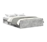 Lit avec rangement 135 x 190 cm, structure en bois massif de pin et plateau en fibre de haute densité, couleur gris béton, 6 tiroirs intégrés, design moderne pour chambre à coucher