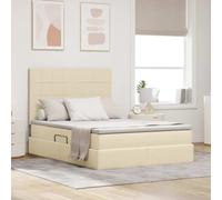 Lit avec Rangement crème 140 x 200 cm en Polyester avec Matelas, Cadre métal Robuste, mécanisme hydraulique latéral, Design Moderne pour Chambre, Espace de Rangement Pratique