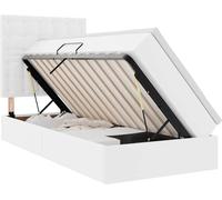 Lit avec rangement et LED Blanc pur 90 x 190 cm Simili cuir